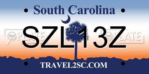 SZL13Z South Carolina License Plate