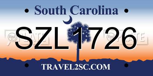 SZL1726 South Carolina License Plate