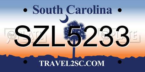 SZL5233 South Carolina License Plate