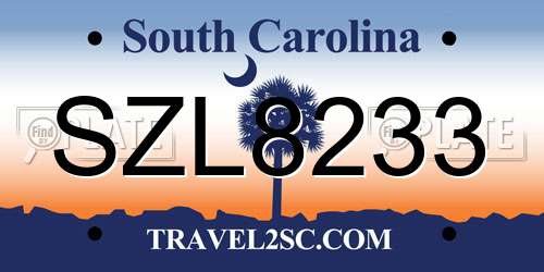 SZL8233 South Carolina License Plate