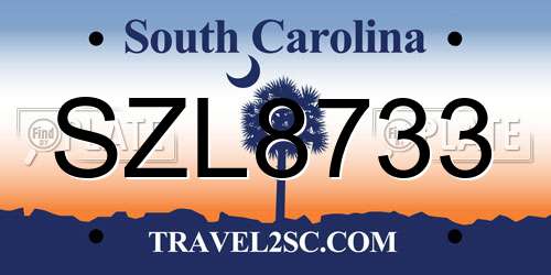 SZL8733 South Carolina License Plate