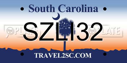 SZLI32 South Carolina License Plate
