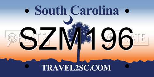 SZM196 South Carolina License Plate