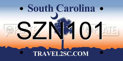 SZN101 South Carolina License Plate