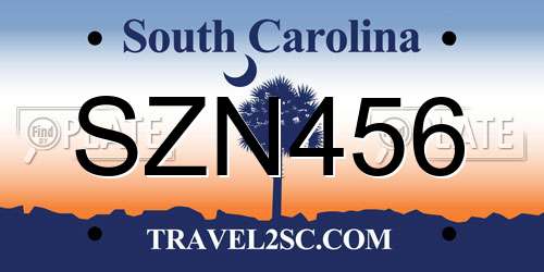 SZN456 South Carolina License Plate