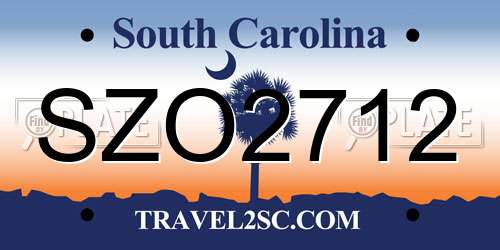 SZO2712 South Carolina License Plate