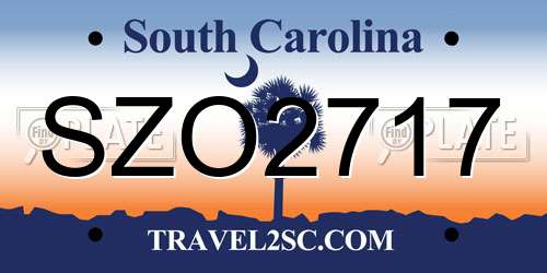 SZO2717 South Carolina License Plate