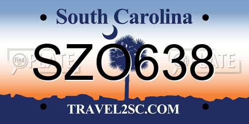 SZO638 South Carolina License Plate