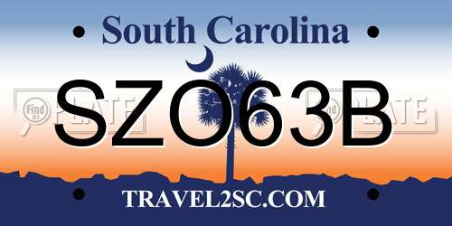 SZO63B South Carolina License Plate