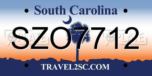 SZO7712 South Carolina License Plate