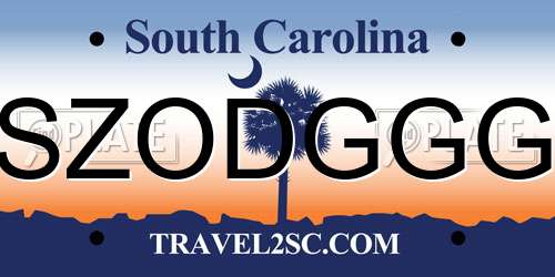 SZODGGG South Carolina License Plate