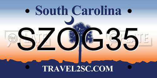 SZOG35 South Carolina License Plate