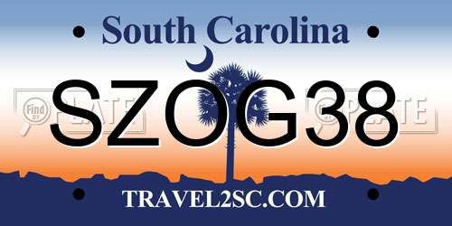 SZOG38 South Carolina License Plate