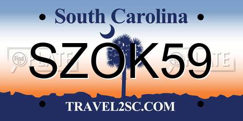 SZOK59 South Carolina License Plate
