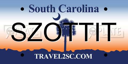 SZOTTIT South Carolina License Plate