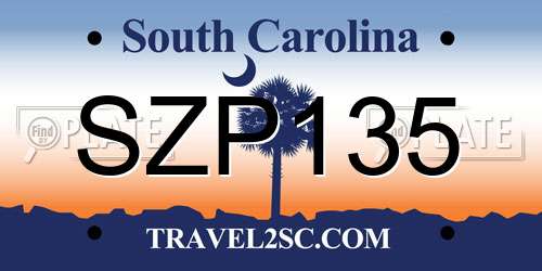 SZP135 South Carolina License Plate