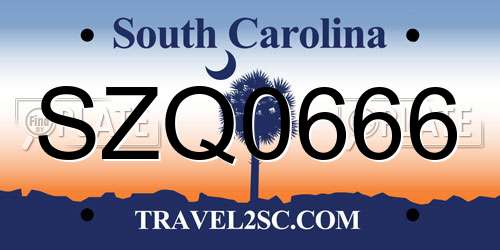 SZQ0666 South Carolina License Plate