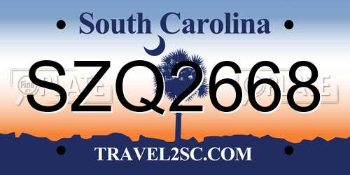 SZQ2668 South Carolina License Plate
