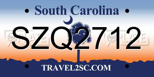SZQ2712 South Carolina License Plate