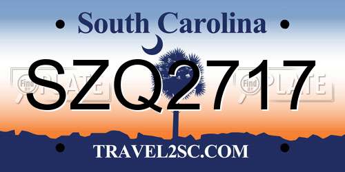 SZQ2717 South Carolina License Plate