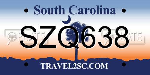 SZQ638 South Carolina License Plate