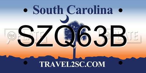 SZQ63B South Carolina License Plate