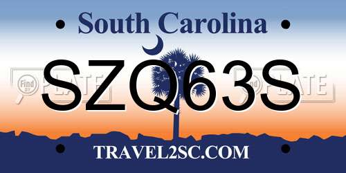SZQ63S South Carolina License Plate