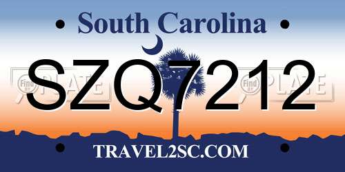 SZQ7212 South Carolina License Plate
