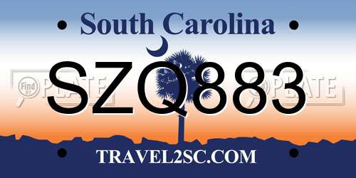 SZQ883 South Carolina License Plate