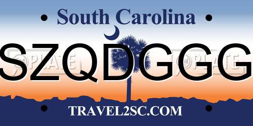 SZQDGGG South Carolina License Plate