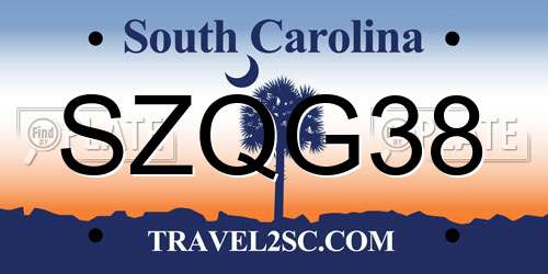 SZQG38 South Carolina License Plate