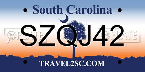 SZQJ42 South Carolina License Plate