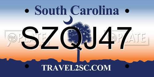 SZQJ47 South Carolina License Plate