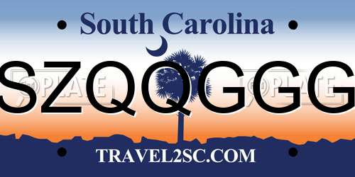SZQQGGG South Carolina License Plate