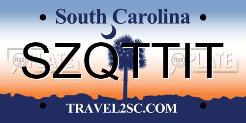 SZQTTIT South Carolina License Plate