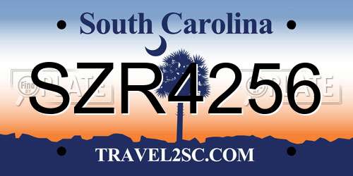 SZR4256 South Carolina License Plate