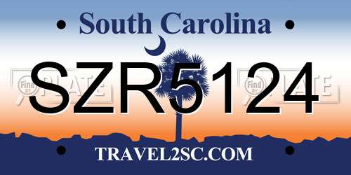 SZR5124 South Carolina License Plate