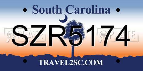 SZR5174 South Carolina License Plate