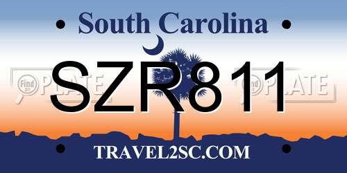 SZR811 South Carolina License Plate