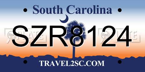 SZR8124 South Carolina License Plate