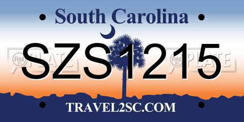 SZS1215 South Carolina License Plate