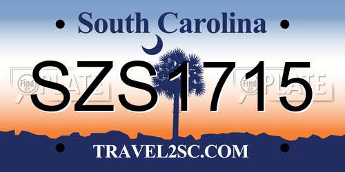 SZS1715 South Carolina License Plate