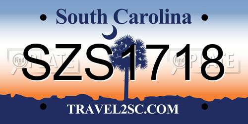 SZS1718 South Carolina License Plate