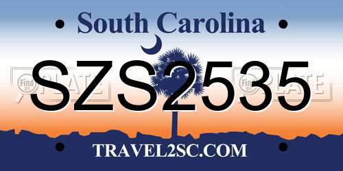 SZS2535 South Carolina License Plate