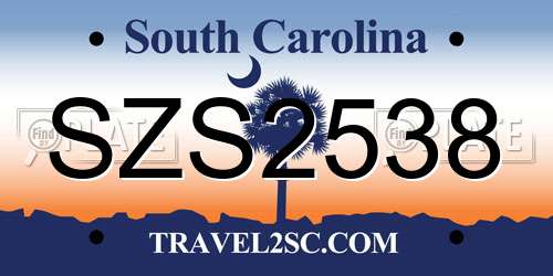 SZS2538 South Carolina License Plate