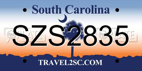 SZS2835 South Carolina License Plate