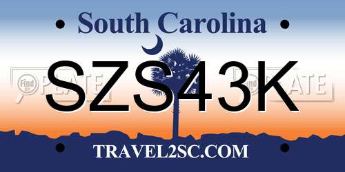 SZS43K South Carolina License Plate