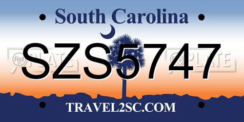 SZS5747 South Carolina License Plate