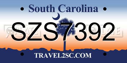 SZS7392 South Carolina License Plate