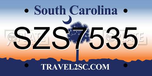 SZS7535 South Carolina License Plate